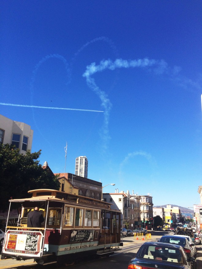 san francisco tram with planes