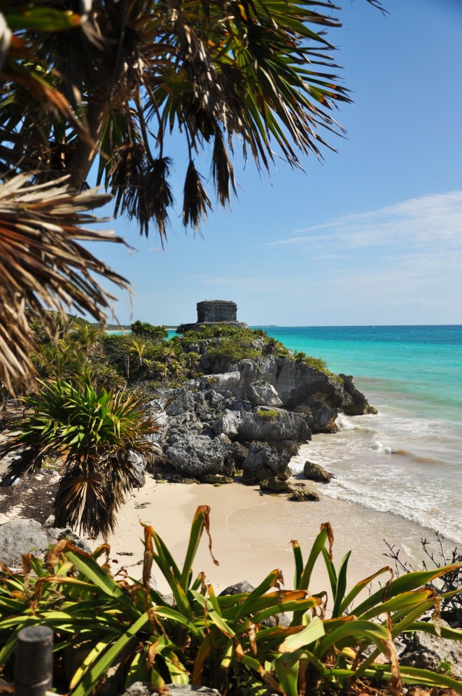 View of tulum mayan ruins