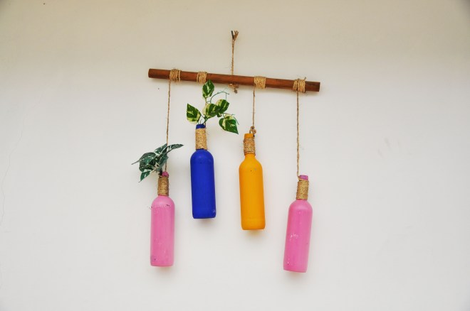 colourful bottles with plants in mexico