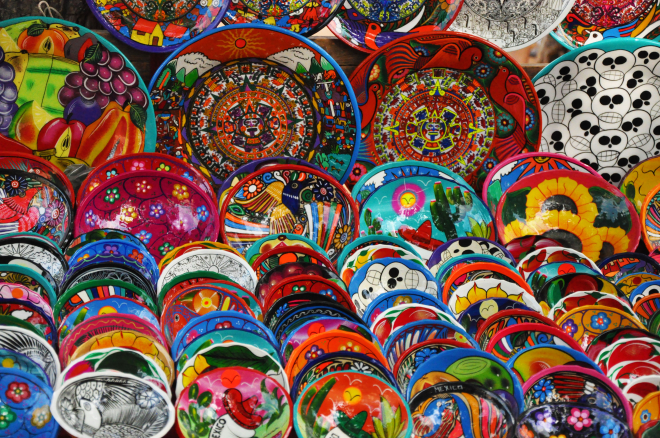 Colourful plates in Mexico