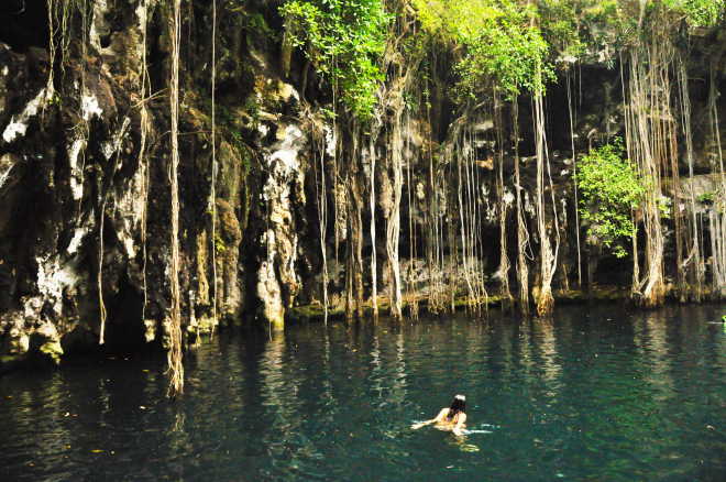 Girl in Yokdzonot cenote
