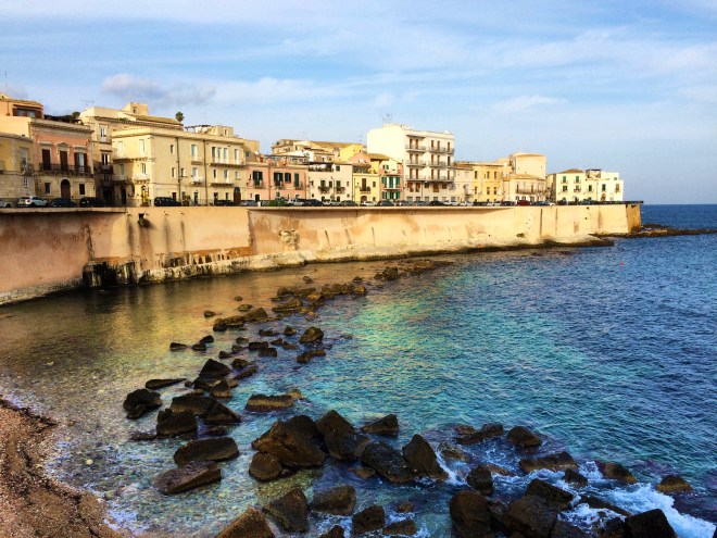 View of beach at Syracuse, Italy