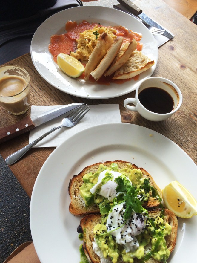 Brunch in Bondi with avocado and salmon