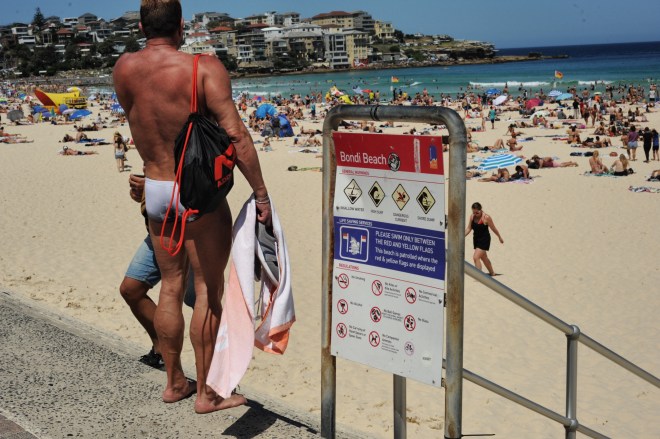 Bodybuilder on Bondi beach