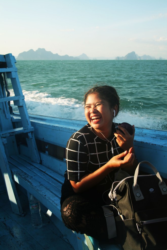 thai girl on boat in thailand